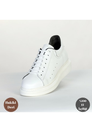 Boy Uzatan Gizli Topuklu Beyaz Spor Ayakkabı Beyaz