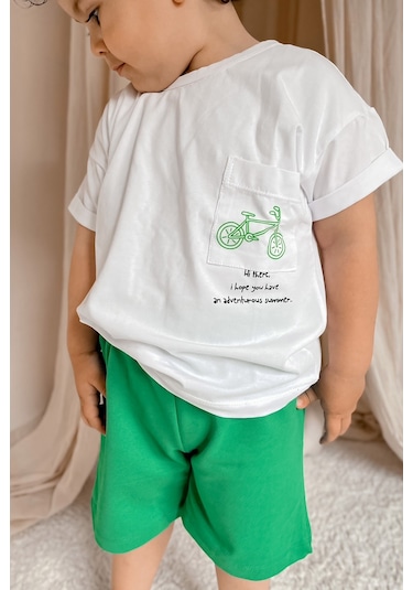 Babywom Unisex Oversize Yazlık Şortlu Basic Takım- Yeşil