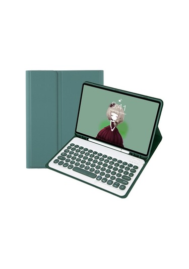 Fastbuy Samsung Tab S9 Fe/a9 Plus 11 Inç Kablosuz Klavye Koruyucu Kılıf, Yeşil, Dokunmatik Tuş, Kalem Bölmesi, 2.4g Füzyon Fa