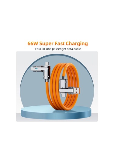 4 In 1 66w Alaşımlı Sıvı Silikon Veri Kablosu Usb/tip C - Usb C/ios Hızlı Şarj Kablosu