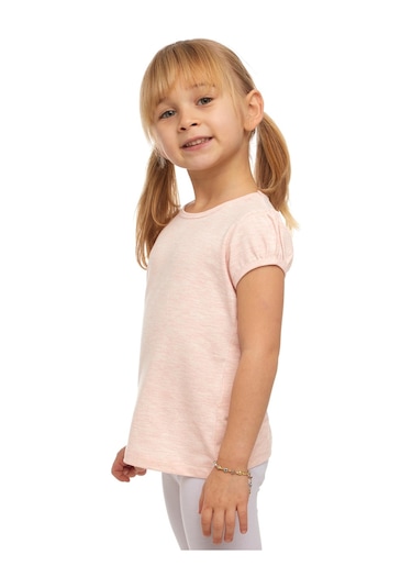 Lovetti Açık Pembe Melanj Kız Çocuk Kısa Kollu Basıc Tişört 31001P023 Pembe Melanj