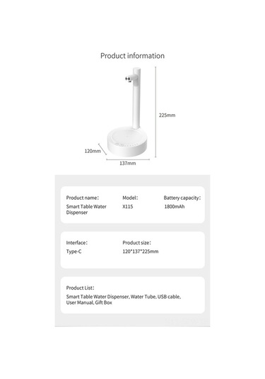 Besthome1 4w 1800mah Bataryalı, Usb Type-c Şarjlı, Otomatik Soğuk Su Alma Cihazı, Beyaz Çelik Masaüstü Pompası Beyaz