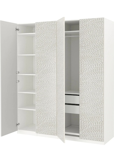 Ikea Beyaz Sağlam Kapaklı Gardırop 200x60x236 Cm