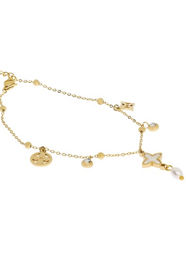 Kadın Sallanan Çiçekler Ve Tektaş Model Gold Renk Çelik Halhal Gold