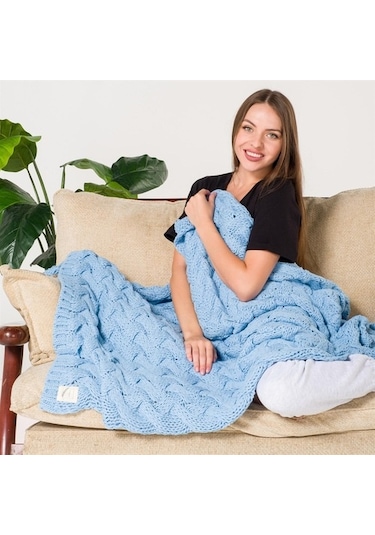 Serenita Saç Örgü Triko Tv Battaniyesi Throw Koltuk Şalı (538861611)-110X160