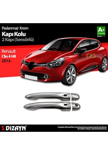 S-Dizayn Renault Clio 4 Hb Krom Kapı Kolu 2 Kapı Sensörlü 2012 Üz
