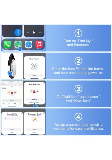 Reedark İos Uyumlu Siyah 4'lü Nesne İzleyici - Çocuk, Bavul, Anahtar, Sırt Çantası İçin  Arama Uygulamasıyla