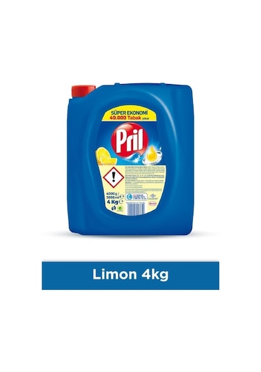 Pril Elde Yıkama Sıvı Bulaşık Deterjanı 4 x 4 KG Limon