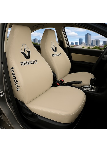 Renault Uyumlu Ön Arka Koltuk Kılıfı Penye Servis Tipi Oto Koltuk Koruma Seti Bej