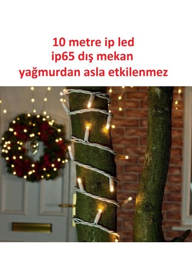 Sekizgen Led 10 Metre Eklenebilir İp Led Dış Mekan Yılbaşı Süs Ve Aydınlatması Beyaz Kablo Günışığı Gün Işığı