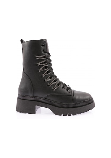 Dgn K9075 Kadin Bağcikli Silver Taş Bağcikli Bot K9075-1916-R1534 Siyah