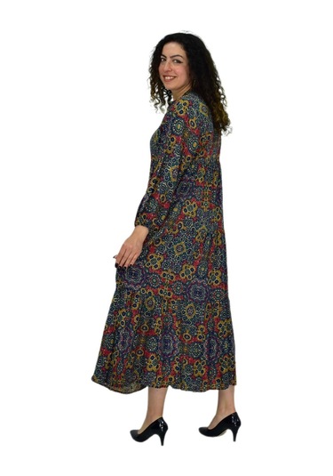 Kadın Empirme Uzun Kol Elbise Bgl-st04670 Hardal