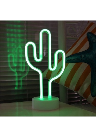 Kaktüs Tasarımlı Neon Lamba Yeşil