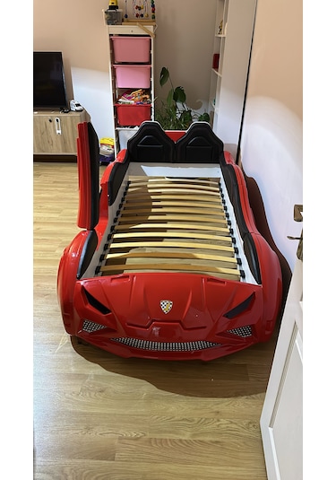 Lambo - Kapılı, Koltuklu Arabalı Yatak, Premium, Kırmızı Tek Kişilik