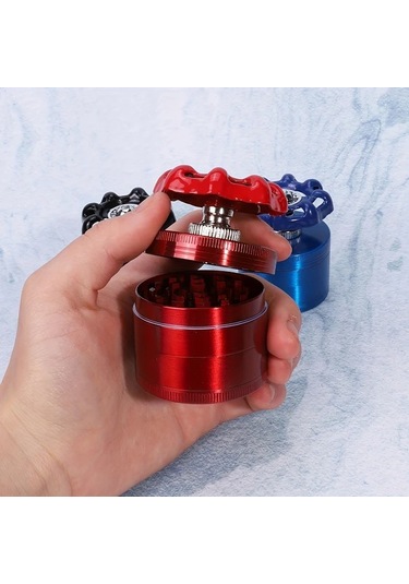 Elmpaly Siyah 50mm 4 Katman Manyetik Kapaklı Manuel Tütün Değirmeni Elektriksiz