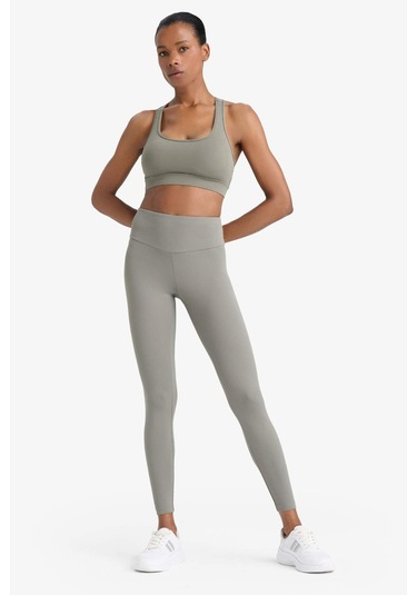 Defacto Defactofit Yüksek Bel Baskılı Beli Saran Esnek Kumaş Sporcu Tayt B4147ax25aukh422 Haki