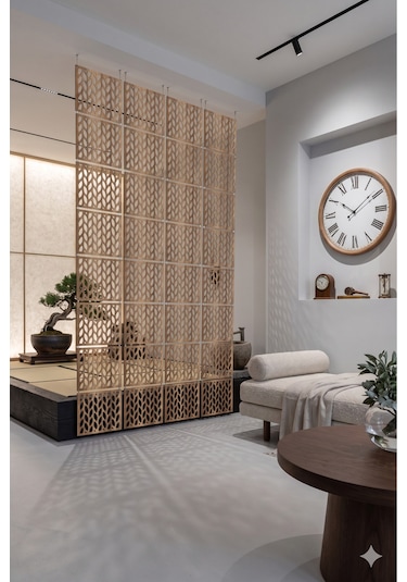 Lazer Kesim Paravan, Ahşap Separatör, Oda 4'lü Panel Levha Model28 40 X 40 Cm