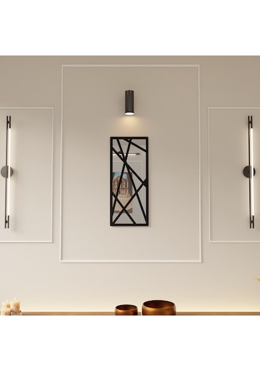 Dekoratif Modern Geometrik Pleksi Ayna Siyah