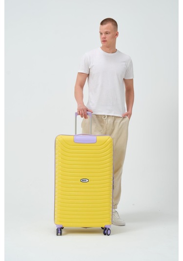 Keo-plus Sarı-lila Büyük Boy Silikon Kırılmaz Pp Valiz Sarı - Mor