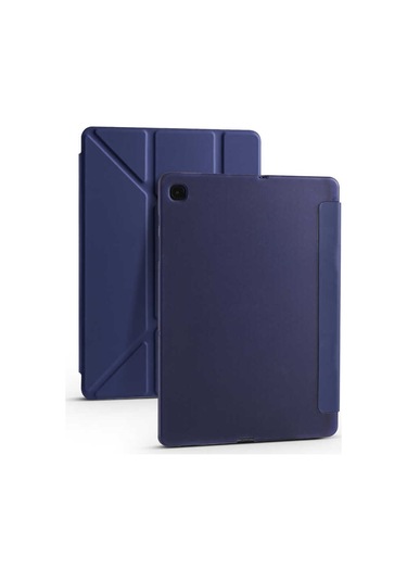 Kilifone - Galaxy Uyumlu Galaxy Tab A7 10.4 T500 2020 - Kılıf Kalem Bölmeli Stand Olabilen Origami Tri Folding Tablet Kılıfı - Lacivert
