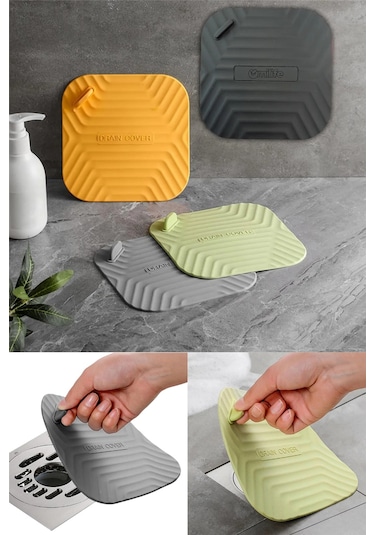 Siyah Renk Kare Kötü Koku Önleyici Silikon Mat Banyo Mutfak Lavabo Balkon Gider Tıpası Kapağı