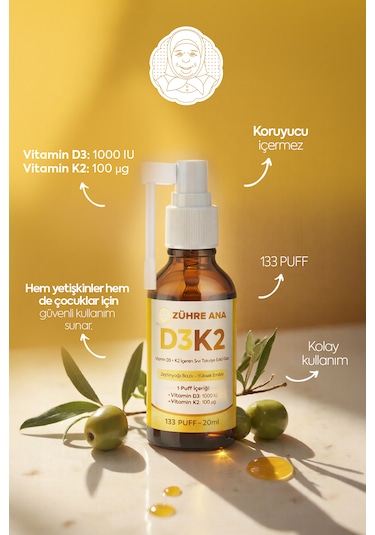 Vitamin D3&k2 İçeren Sıvı Takviye Sprey 20 ML