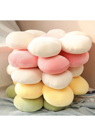 Aubyhe Nordik Tarz Pembe Papatya Güneş Çiçeği Desenli Tatami Yastık - Araba Ofis Sandalye Yorgunluk Alıcı Desteği 40cm 0.35kg Pembe