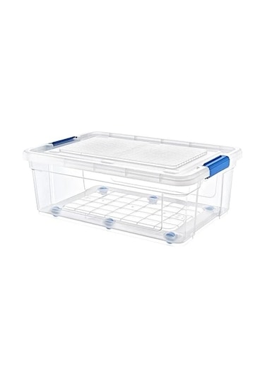 Şeffaf Tekerlekli Saklama Kabı, 60 L, 47,5x69,5x27,5 Cm Açık Bej