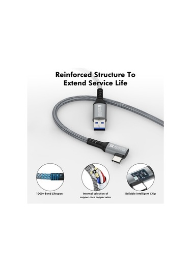 Pazly Amvr Tylc2 5m Vr Kulaklık Veri Kablosu Dirsek Tip-c Yüksek Hızlı Usb3.2 Örgülü Şarj Kablosu, Kullanıcı Dostu Dirsek Tasarımı