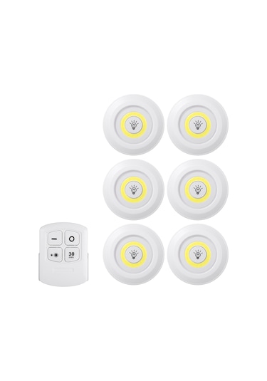 Qingmipy Kablosuz Cob Led Dolap Aydınlatma - 6'lı Paket, Uzaktan Kumandalı, Ayarlanabilir Parlaklık, Taşınabilir Beyaz