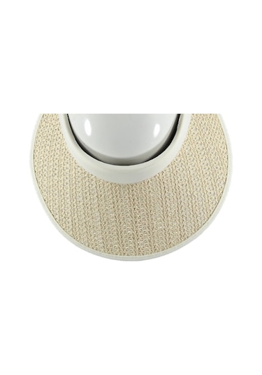 Uv Korumalı 50 Faktör Kadın Hasır Vizör Şapka Örgü Tasarım Vizör Krem