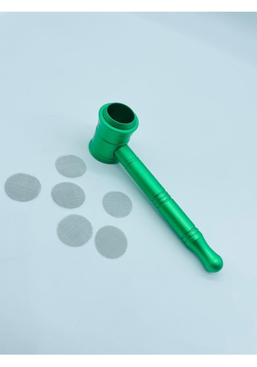Metal Pipo Yeşil 2parça Süzgeçli Pipe //10cm