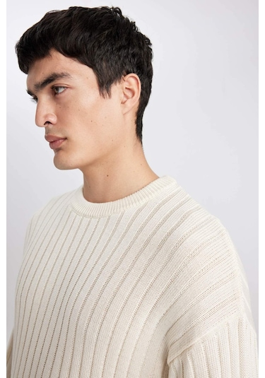 DeFacto Relax Fit Bisiklet Yaka Basic Düz Triko Kazak B9723AX24SPER100