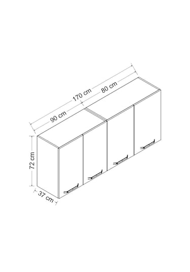 Minar 170 Cm Mutfak Dolabı Beyaz 170-B2-Üst Modül Beyaz