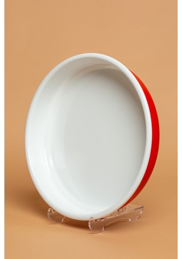 La Vita Rossa Vintage Emaye Yuvarlak Kırmızı Fırın Tepsisi Ebutay Kırmızı