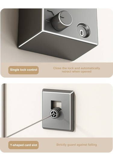 Xiaaokeji Geri Çekilebilir Çamaşır İpi - Alüminyum Alaşımlı Çekmeli Kurutma İpi Siyah