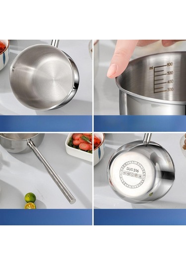 Homyl Uzun Saplı Sosluklu Yağ Tencere Küçük Ev Restoran Mutfak 600ml