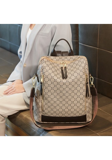 Moveevo Pvc Kumaş Çanta, Poliester Forlu, 31x14x38cm Büyük Kapasite, 0.73kg, Çanta/ Sırt Çantası, Anti-çalma, Seyahat/ Günlük Kullanım Bej - Kahverengi