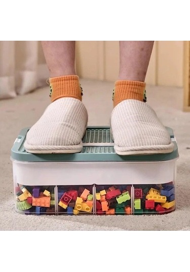 Novahub Turuncu 1 Katlı Çocuk Organizatör, Bilmeceli Sınıflama Kutusu, Şeffaf Oyuncak Bölme Kutusu Turuncu