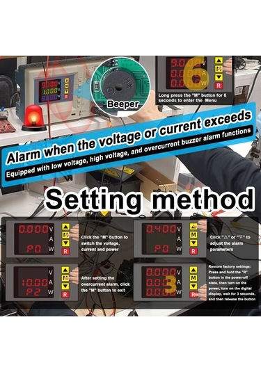 Trendooze Bm730 3 Fonksiyonlu Voltmetre - Akım, Güç Ölçer Ve Alarmlı Düşük/aşırı Voltaj
