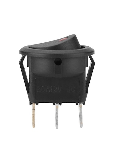 12 V Kırmızı Ledli Mini Yuvarlak Anahtar 1-0 Siyah Rocker Switch