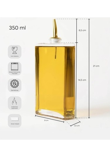 Molivet 3'lü Gold Kapak Cam Yağdanlık Sosluk Sirkelik 350-500-750 Ml Seffaf Şeffaf