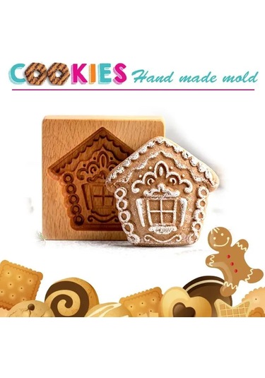 Kangvka Ahşap Zencefilli Bisküvi Kalıbı - 10x10 Cm Kayın Ağacı, Detaylı Desen, Hamur Tutmayan Tabaka, Noel Hediyesi Ahşap
