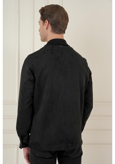 Comfort Fit Mono Yaka Kapaklı Cep Casual Siyah Ceket C 699 Siyah