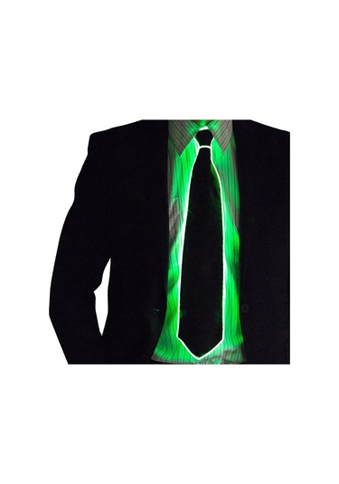 Yifomall Led Işıklı Parti Kravatı - Bar Atmosferi Dekoru - Tamamen Ayarlanabilir Boyut - Poliester Malzeme - Yeşil Renk Pil Dahil Değil Diğer