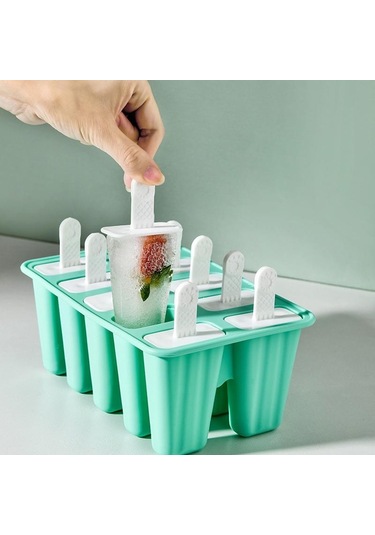 Yeşil Popsicle Maker Popsicle Kalıpları Silikon Buz Pop Kalıpları Bpa Popsicle Kalıp