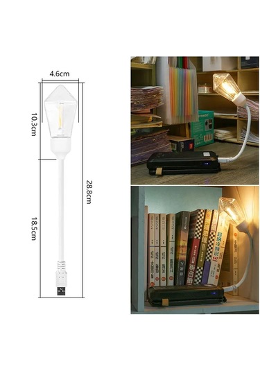Usb Ledli Rustik Ampul - Köşegen Tasarım Masa Lambası Sarı