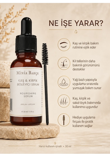 Minia Bahçe Kaş Ve Kirpik Bakım Serumu 30 Ml Fırça Hediyeli Bitkisel Yağ Bakımı