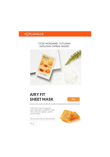 Missha Bal İçerikli Yoğun Nemlendirici Yaprak Maske 1 Adet Airy Fit Sheet Mask Honey