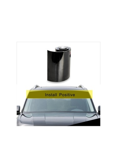Dianziye Otomatik Cam Güneşlik Sticker - Parlak Siyah Pvc Malzeme - 140x20 Cm Ön Arka Cam Koruyucu